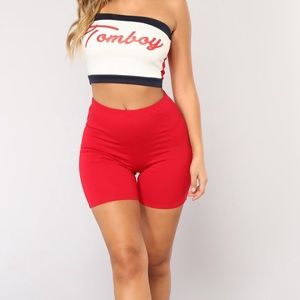Fashion nova red biker shorts